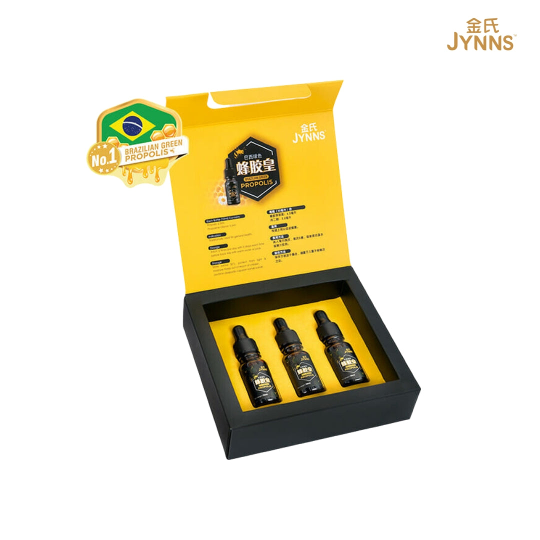 JYNNS Brazilian Green Propolis Liquid Triple Pack 金氏巴西绿色蜂胶皇 10ml x 3 Bottles