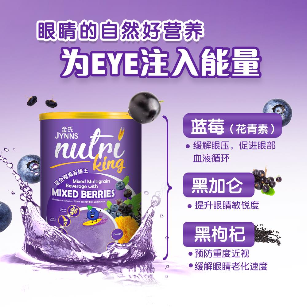 JYNNS Nutri King Mixed Berries Multigrain Beverage 金氏谷粮王 - 混合莓果 30g x 15s'
