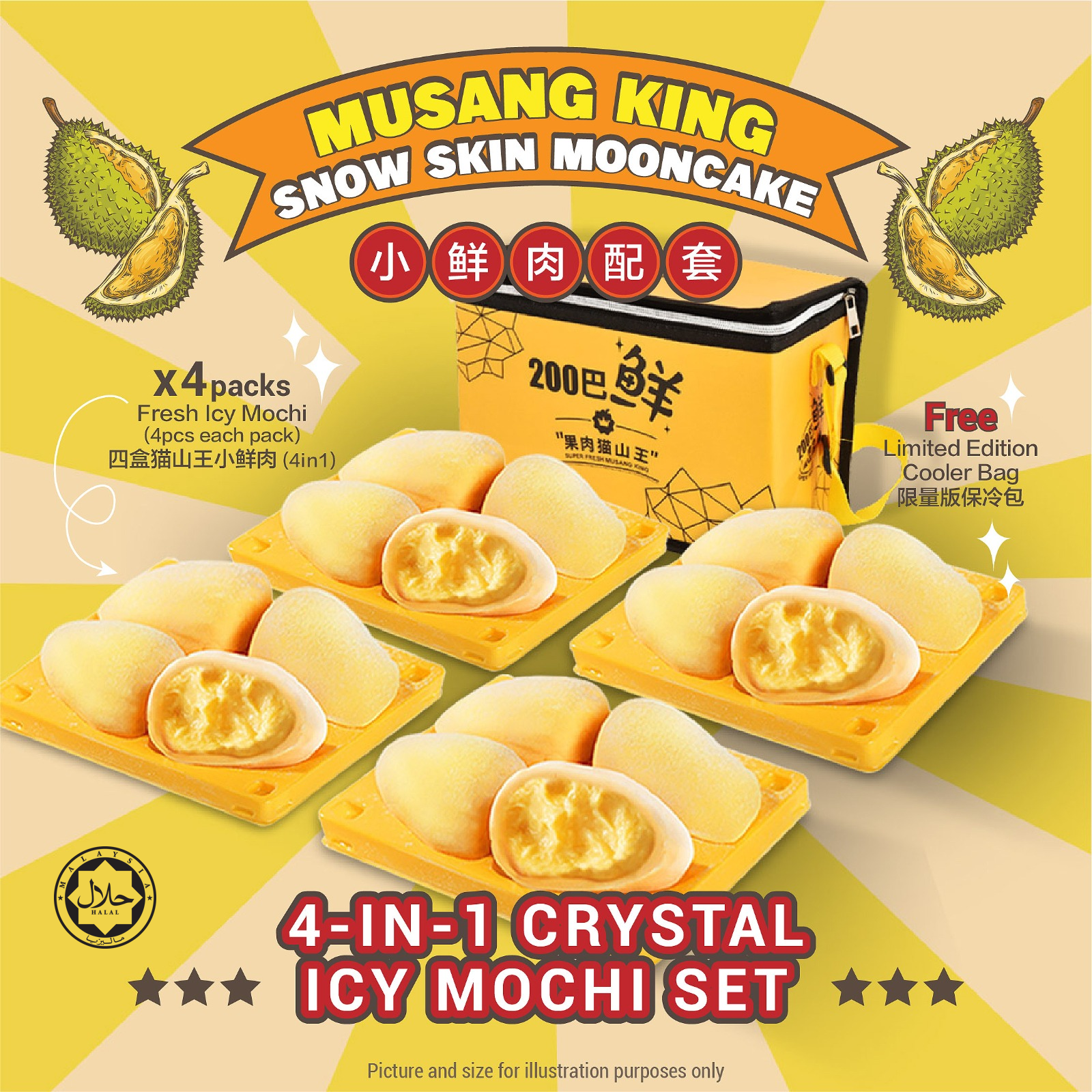 4-in-1 Musang King Icy Mochi x 4